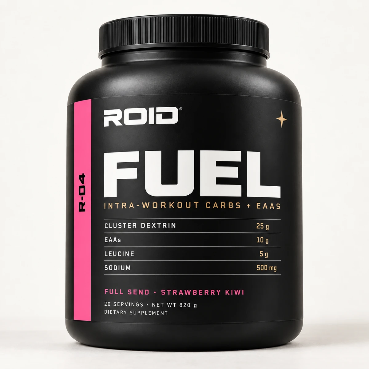 ROID FUEL Full Send supplement with flavor-colored packaging