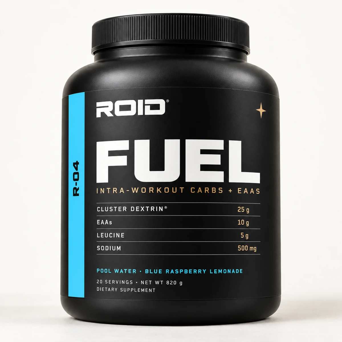 ROID FUEL Pool Water supplement with flavor-colored packaging